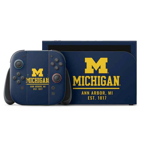 University of Michigan Ann Arbor Est 1817 Nintendo Switch 2 (2025) with Joy-Con Skin